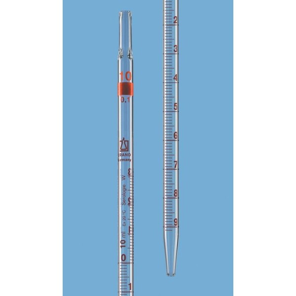 Pipetta in vetro graduata serologica - ml. 5 divisione 1/10 - punta a foro largo Pipetta in vetro graduata serologica - ml. 5 divisione 1/10 - punta a foro largo