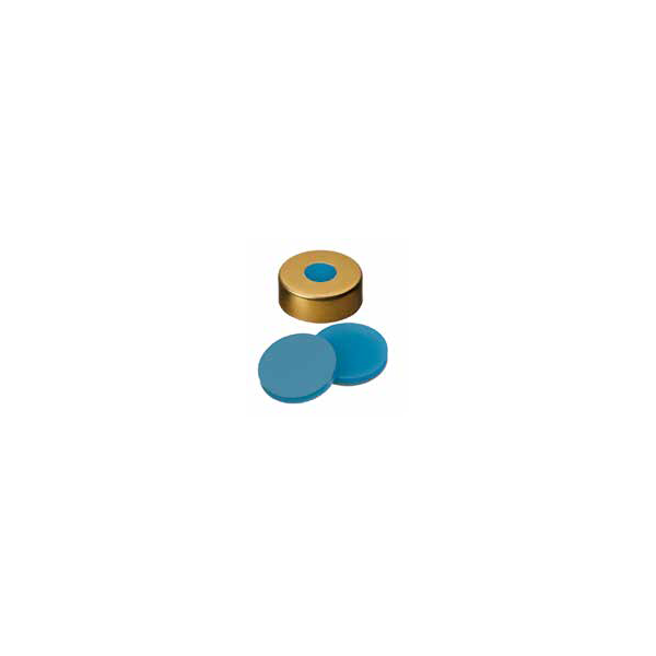 Tappo crimp metallico oro ND 20 con setto in Silicone blu trasparente/PTFE trasparente UltraClean