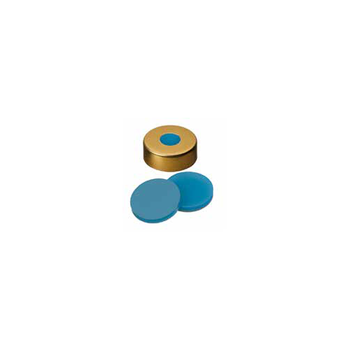Tappo crimp metallico oro ND 20 con setto in Silicone blu trasparente/PTFE trasparente UltraClean