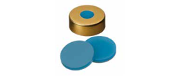 Tappo crimp metallico oro ND 20 con setto in Silicone blu trasparente/PTFE trasparente UltraClean